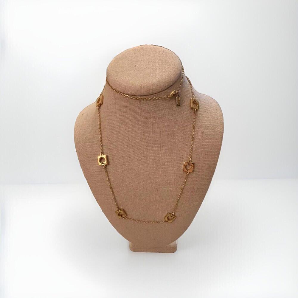 Kate Spade New York Signature Spade Logo Cut Out Gold Plated 34” Necklace